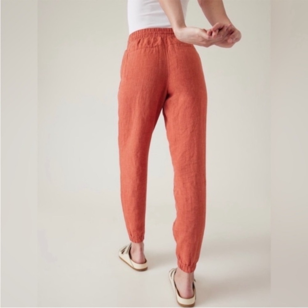 Athleta Retreat Linen Jogger Persimmon Orange size 12 - Picture 5 of 8